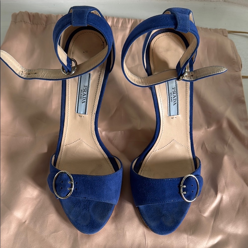 Prada Women's Blue Suede Sandals